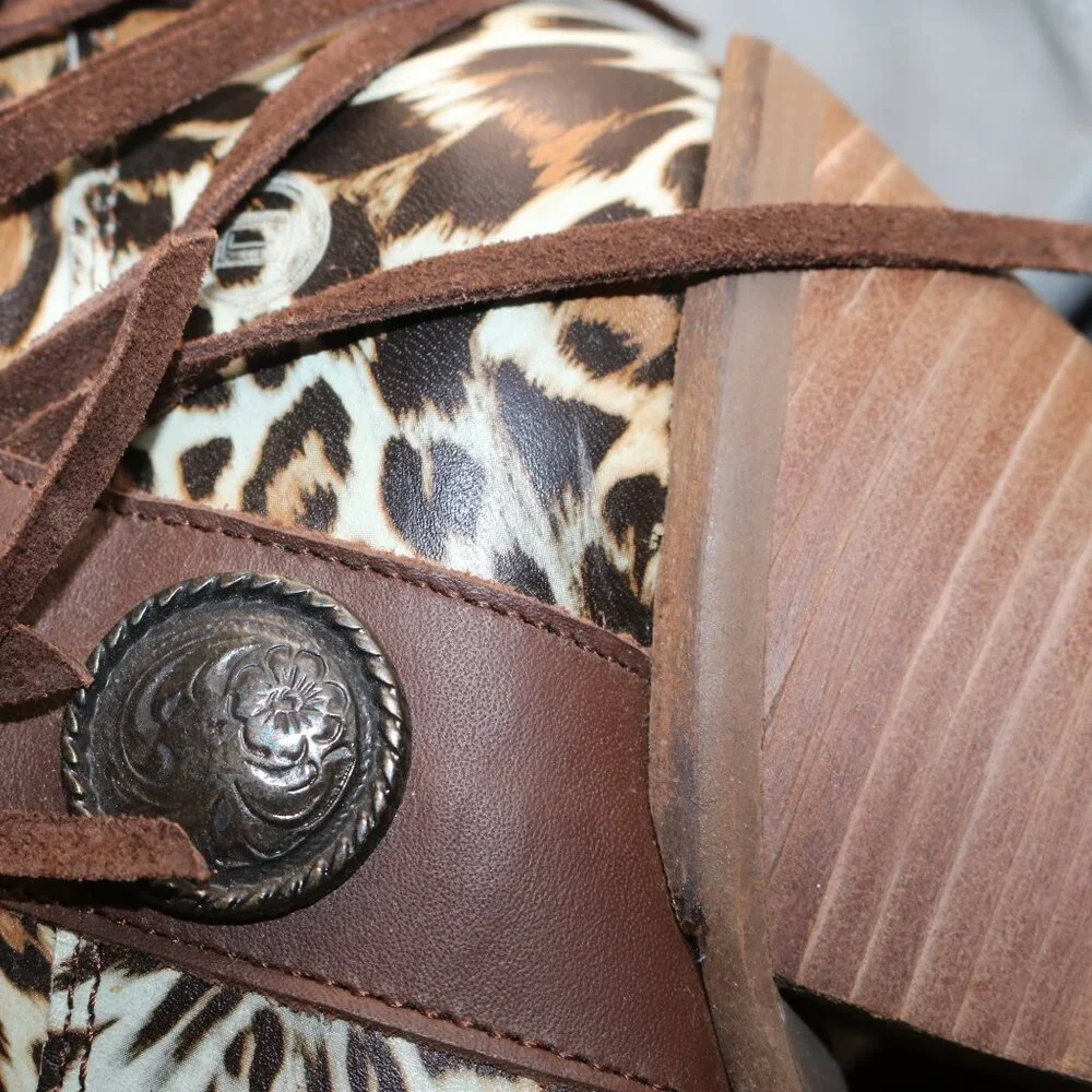 Dingo Women's 8.5M Cheetah Cowgirl fringe boots w/box MSRP $319 - Picture 9 of 16